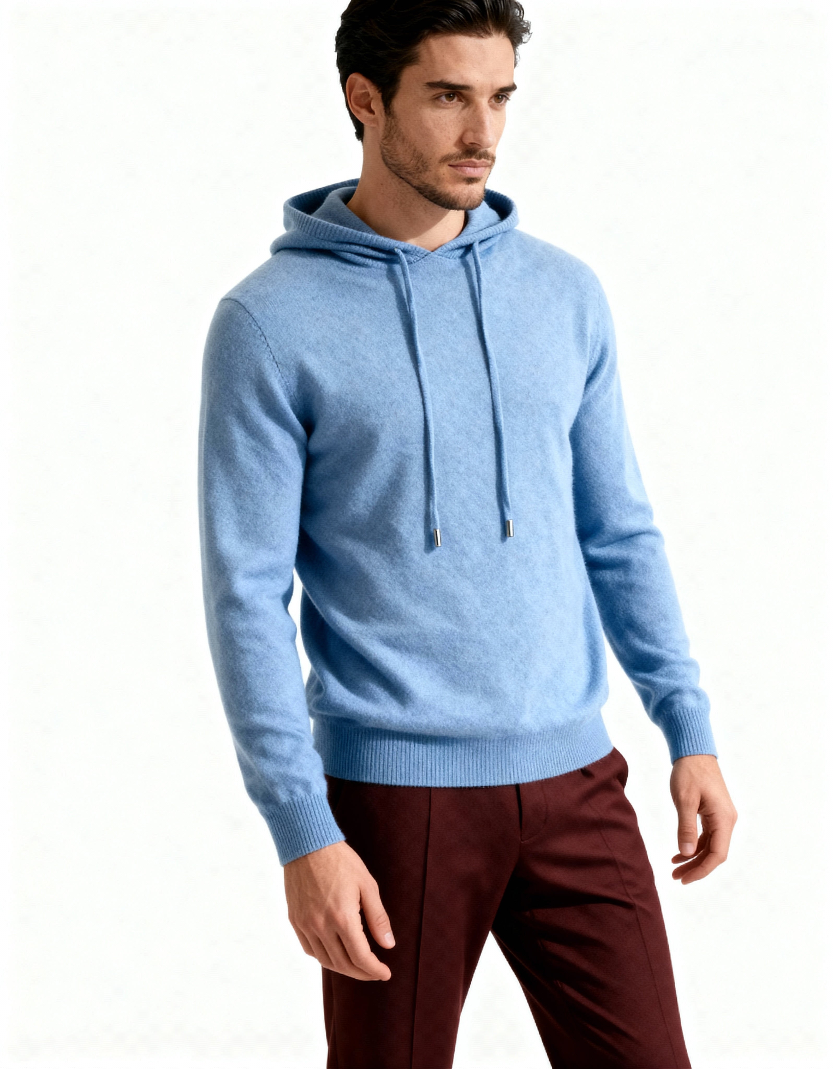 100% Cashmere Hoodie Lightweight Breathable Relaxed Fit Casual 10