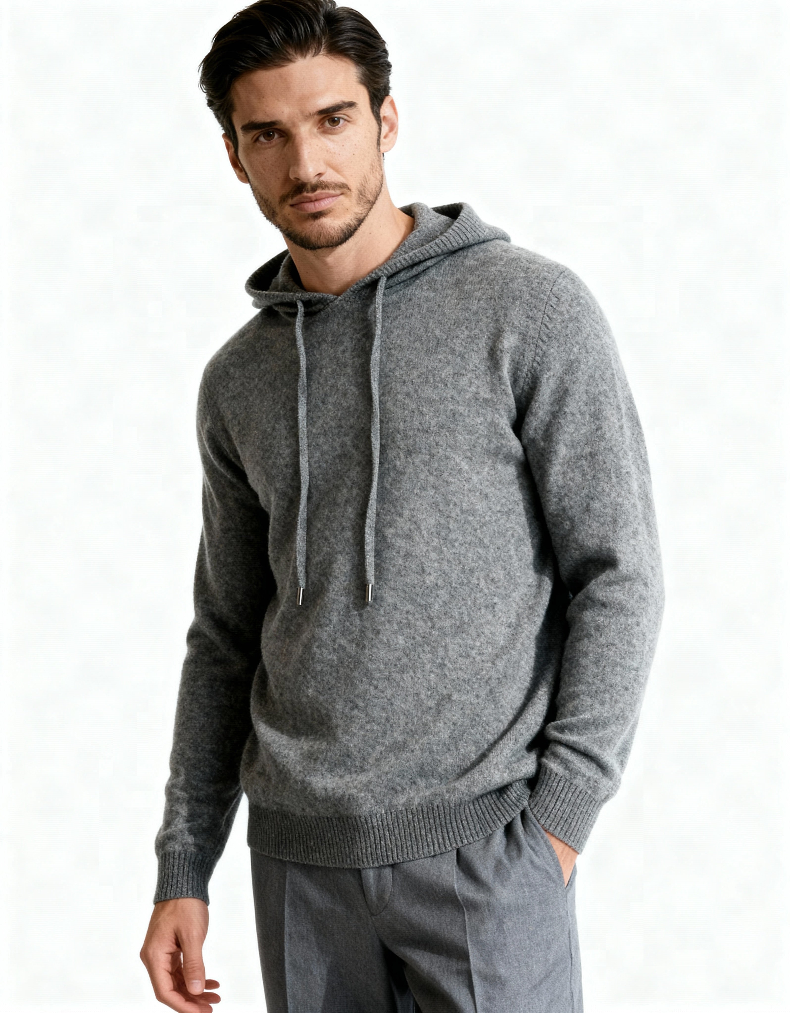 100% Cashmere Hoodie Lightweight Breathable Relaxed Fit Casual 12