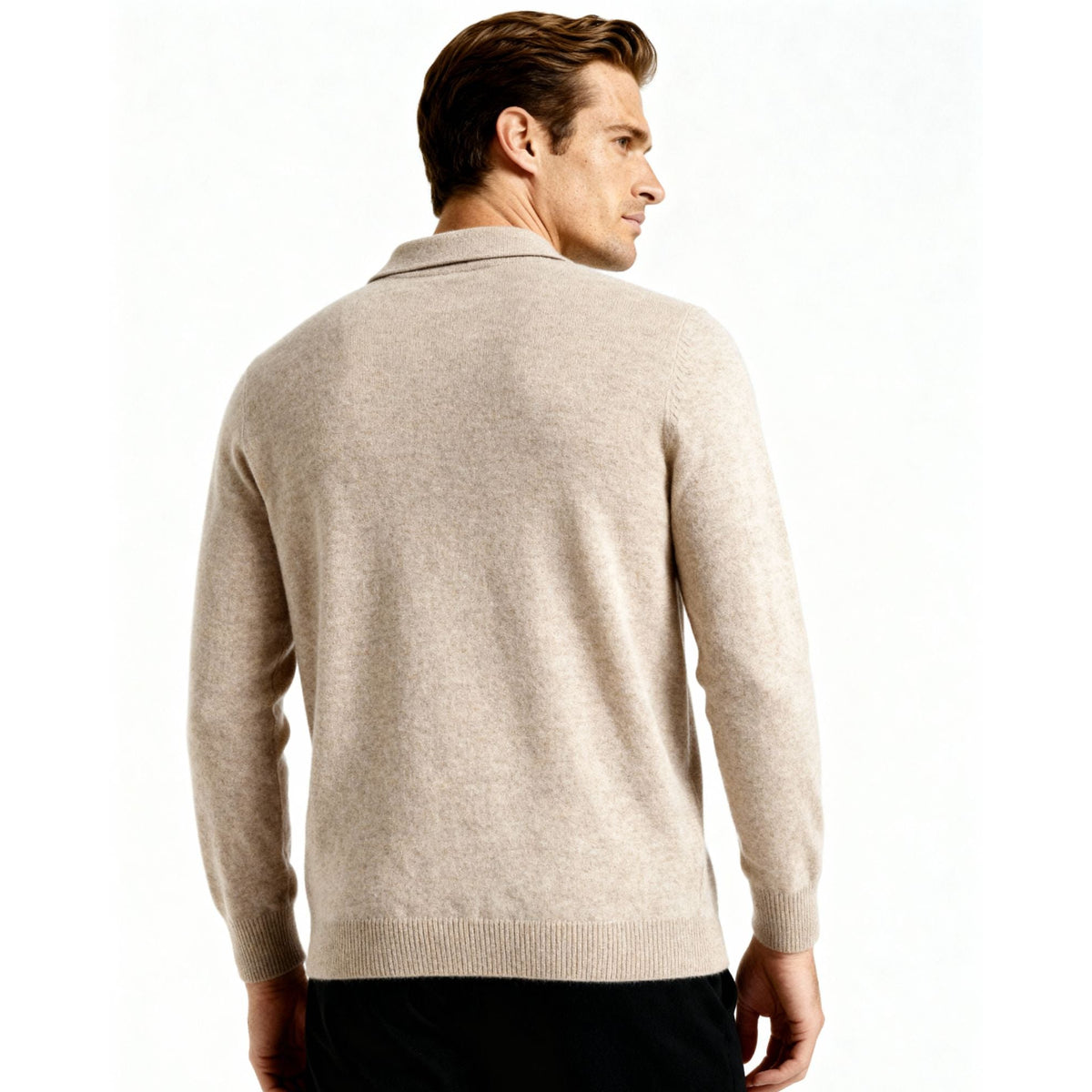 100% Cashmere Polo Shirt Men Classic Style Timeless Comfort 3