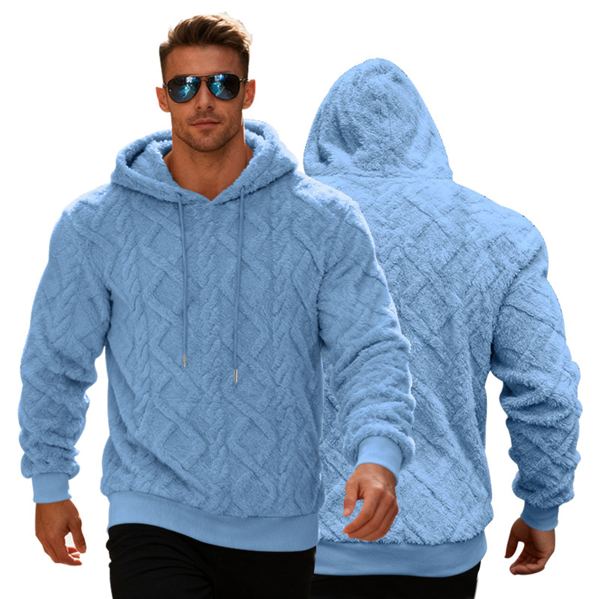 Hooded Jacket Men Double-Sided Velvet Casual Pullover Trend