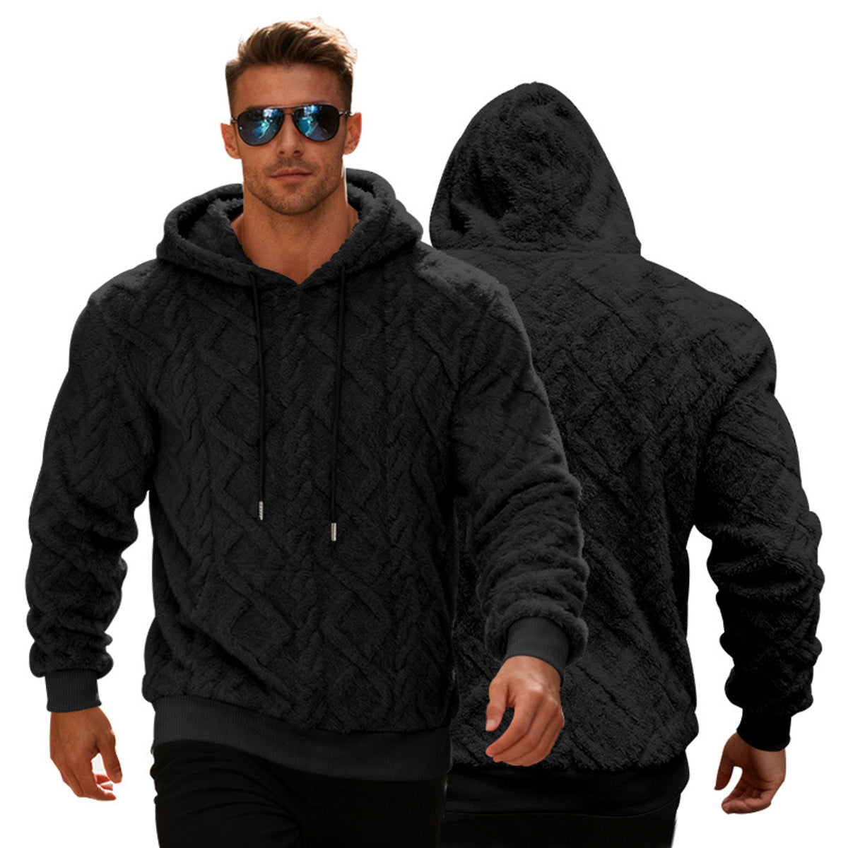 Hooded Jacket Men Double-Sided Velvet Casual Pullover Trend