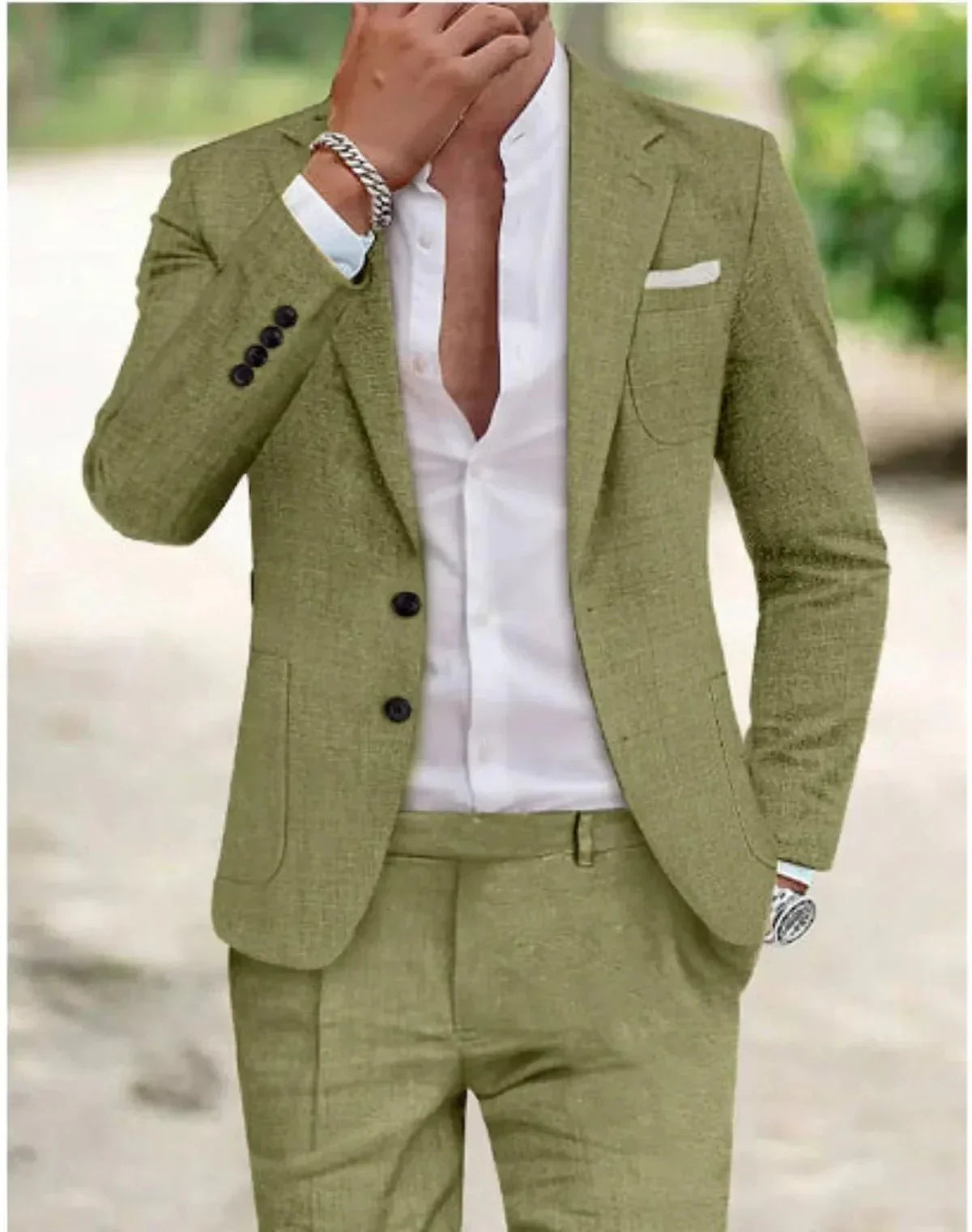 Herren Leinenanzug Leicht Elegant Herbstmode Freizeit Formal