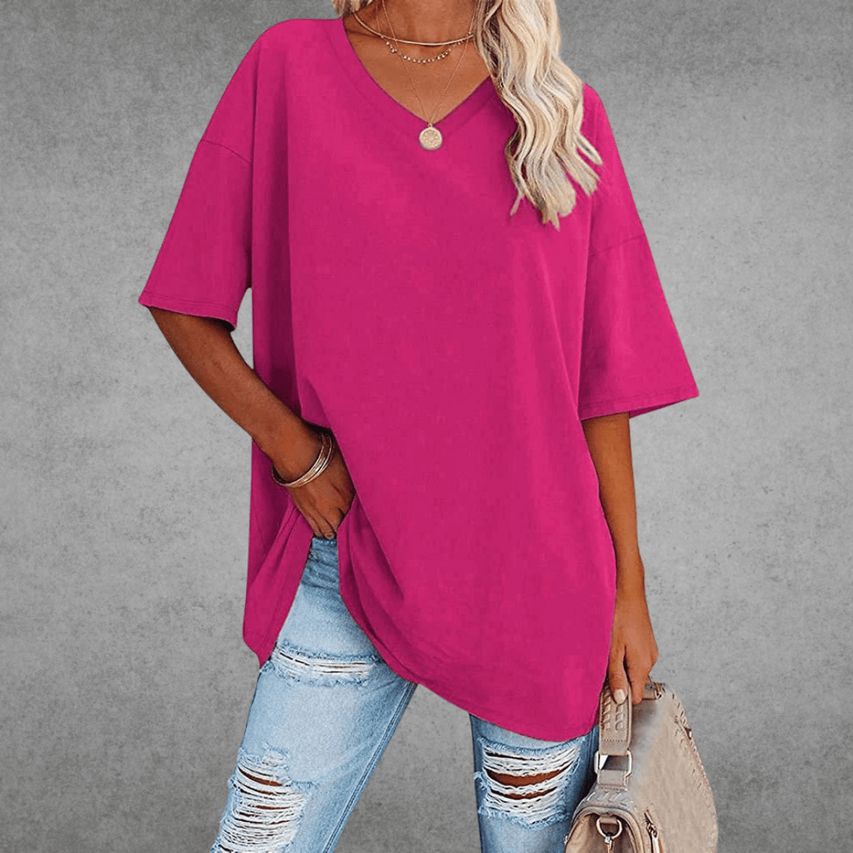 Anneliese - Women's Oversized T-Shirt, Soft Cotton Drop Shoulder Tee, Casual Streetwear 12