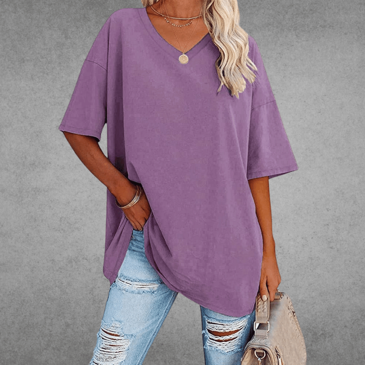 Anneliese - Women's Oversized T-Shirt, Soft Cotton Drop Shoulder Tee, Casual Streetwear 17
