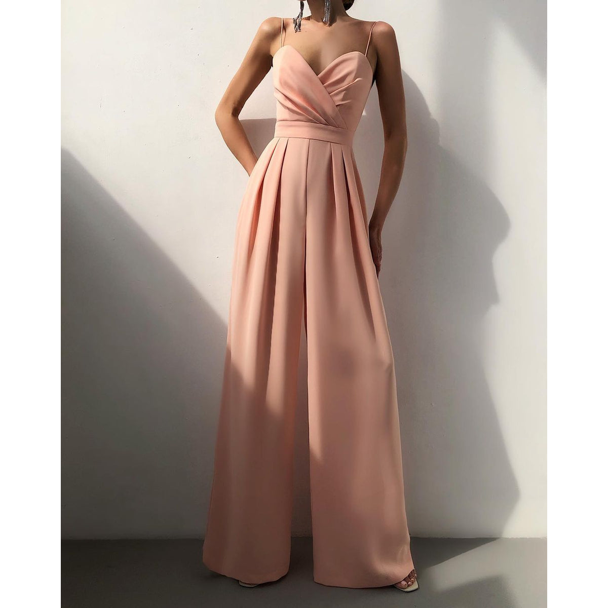 Black Jumpsuit Women Elegant Wide Leg Overall Casual Chic 2