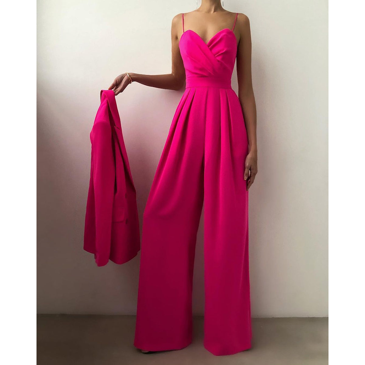 Black Jumpsuit Women Elegant Wide Leg Overall Casual Chic 5