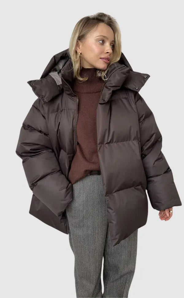 Black Puffer Jacket Women Chic Design Winter Coat for Warmth 1