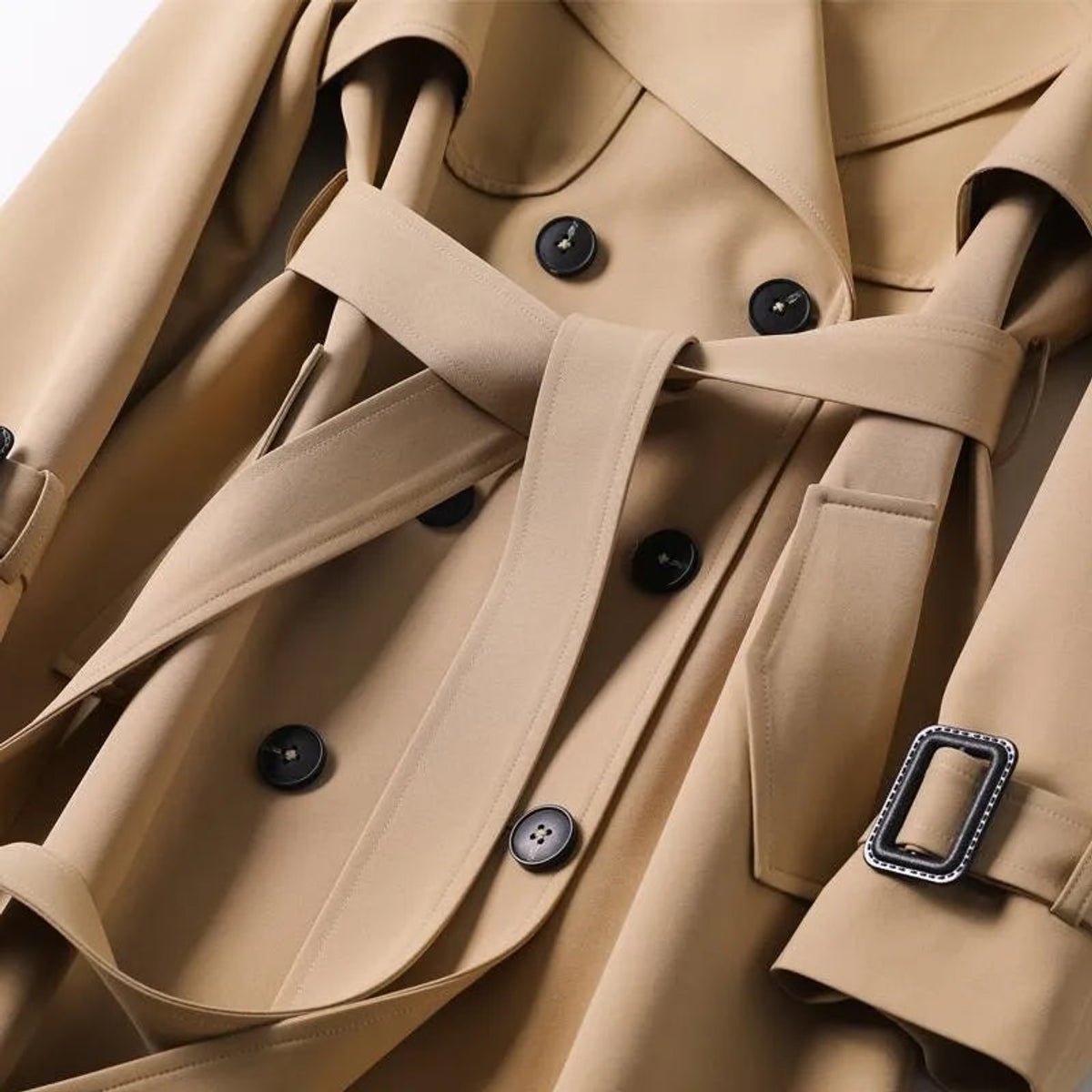 Black Trench Coat Women Elegant Design Versatile for Every Occasion 4