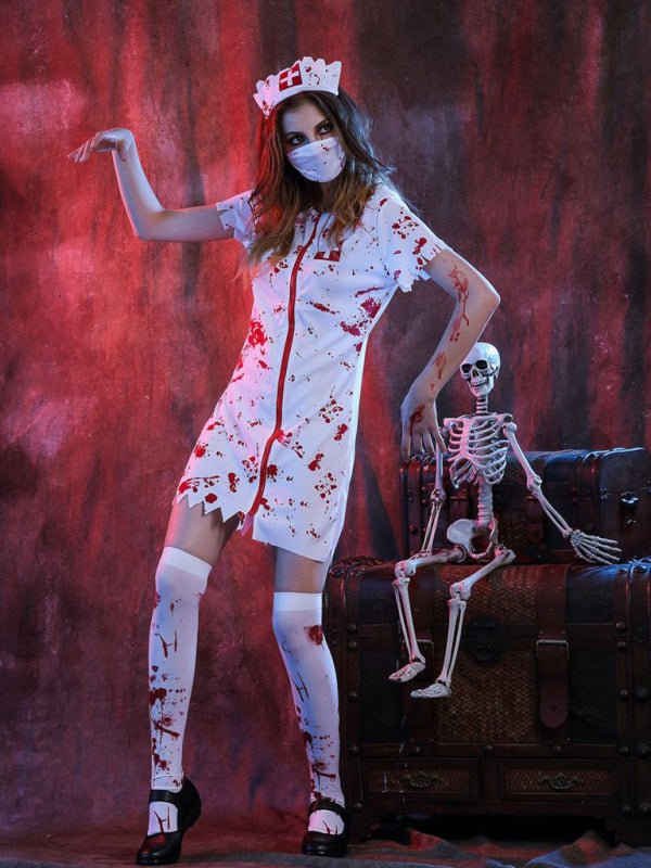 Bloody Nurse Halloween Costume Scary Adult Outfit for Women 0