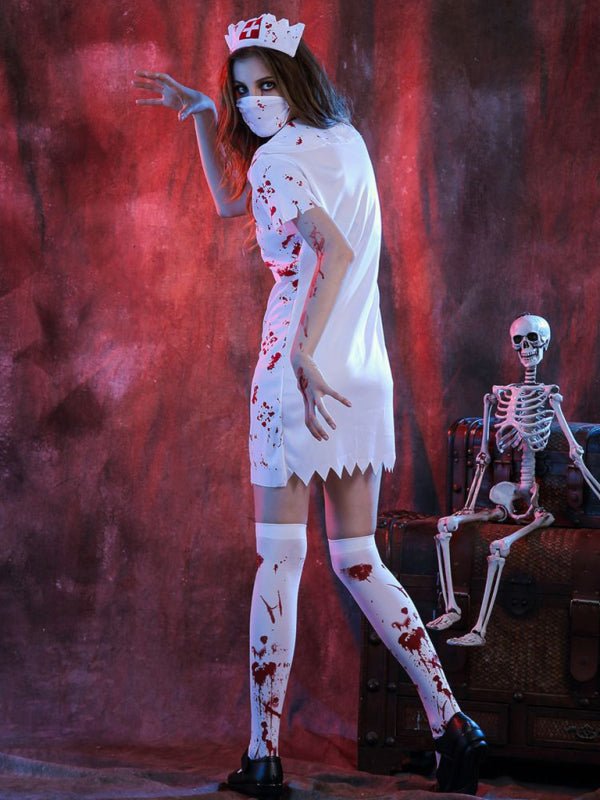 Bloody Nurse Halloween Costume Scary Adult Outfit for Women 3