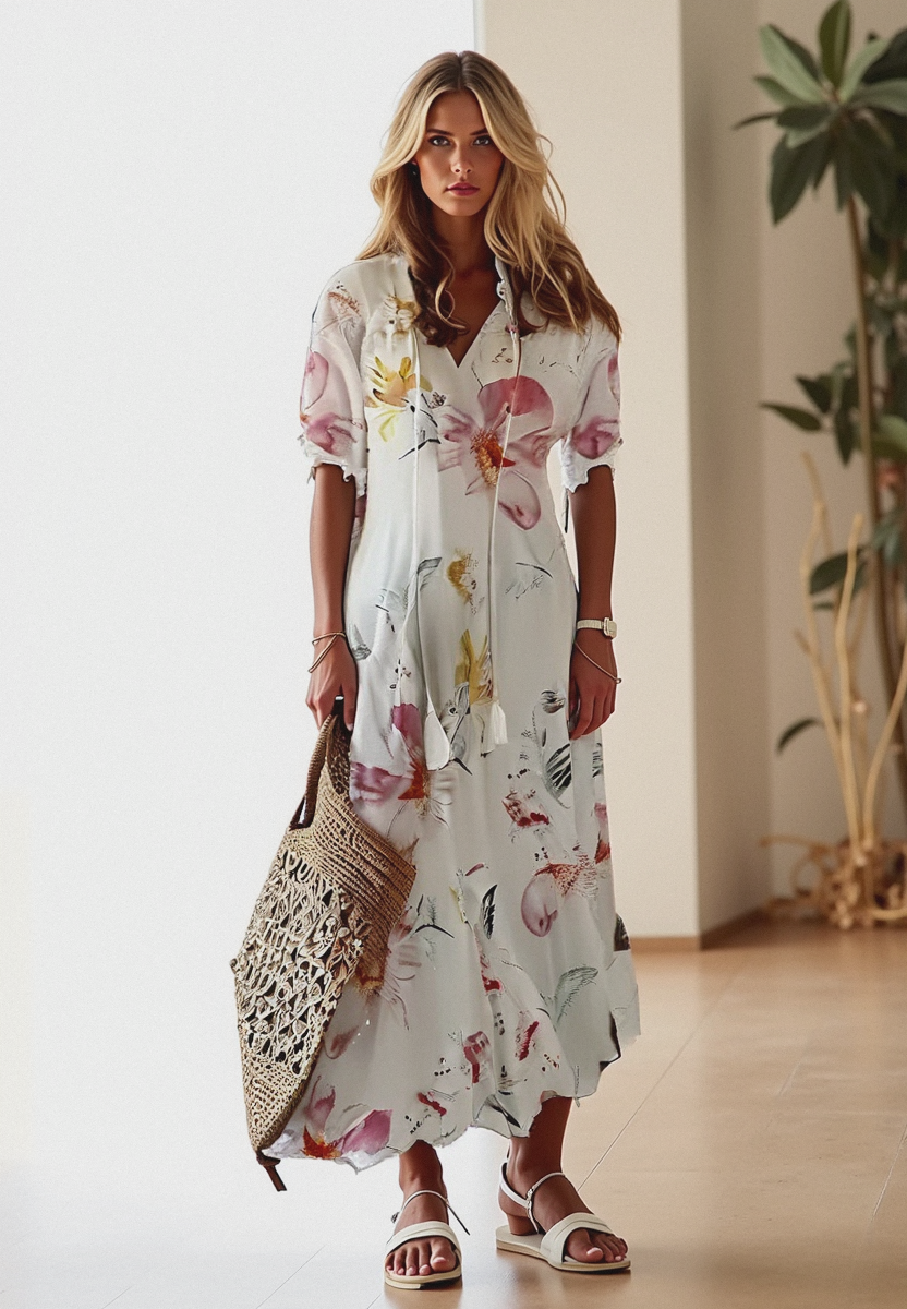 Bohemian Maxi Dress Women Effortless Summer Style Comfortable Fit 1