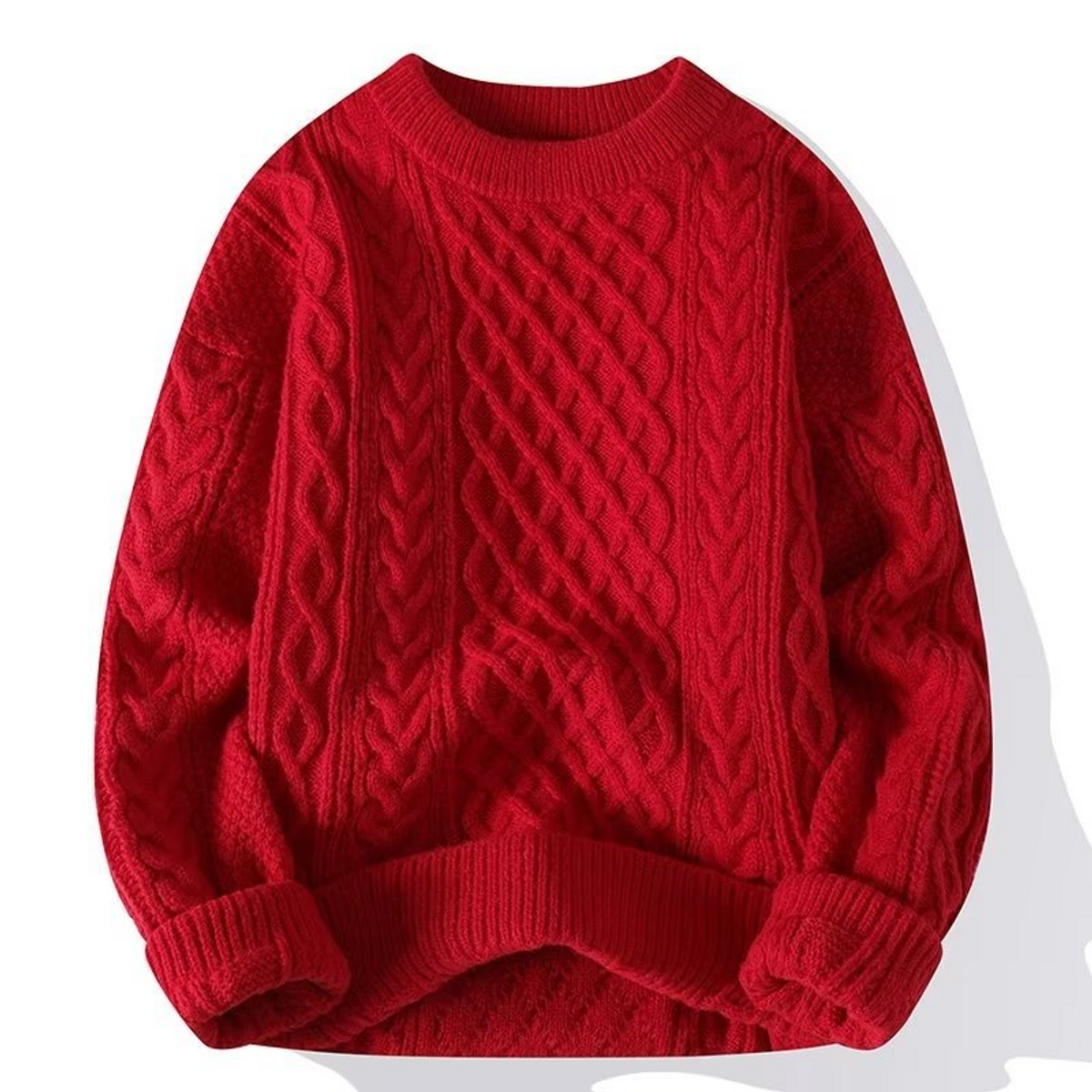 Cable Knit Sweater Women Cream Chunky Fisherman Crew Neck Casual 4