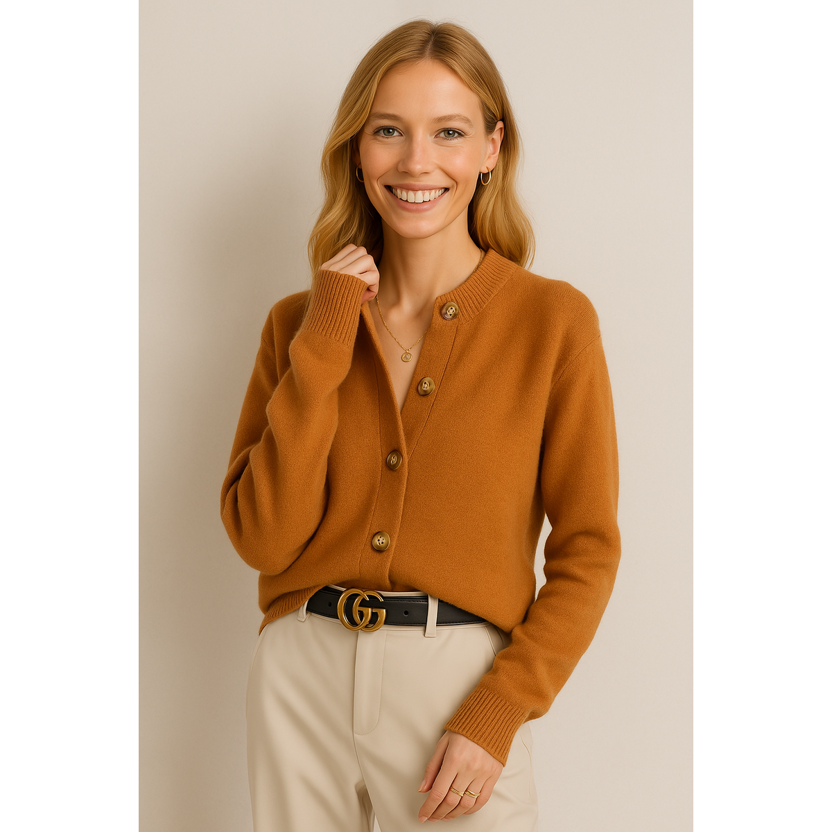 Cashmere Cardigan Women Bold Button Design Warm Layering Piece 5