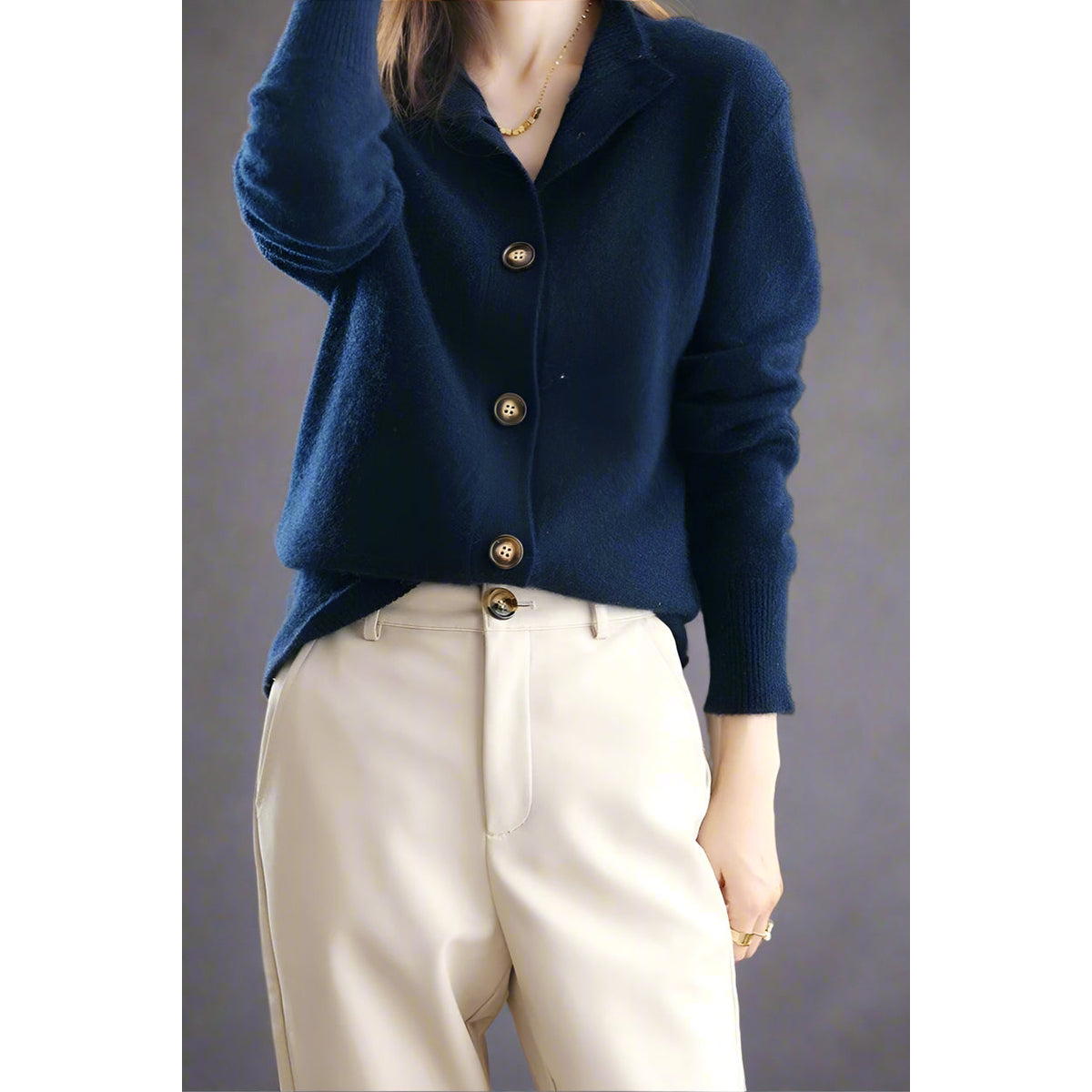 Cashmere Cardigan Women Bold Button Design Warm Layering Piece 7