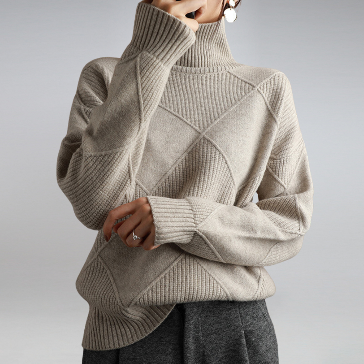 Cashmere Sweater Women Black Turtleneck Elegant Chic Soft 3