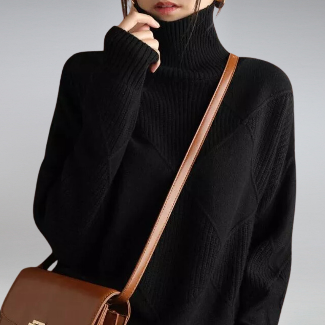 Cashmere Sweater Women Black Turtleneck Elegant Chic Soft 5