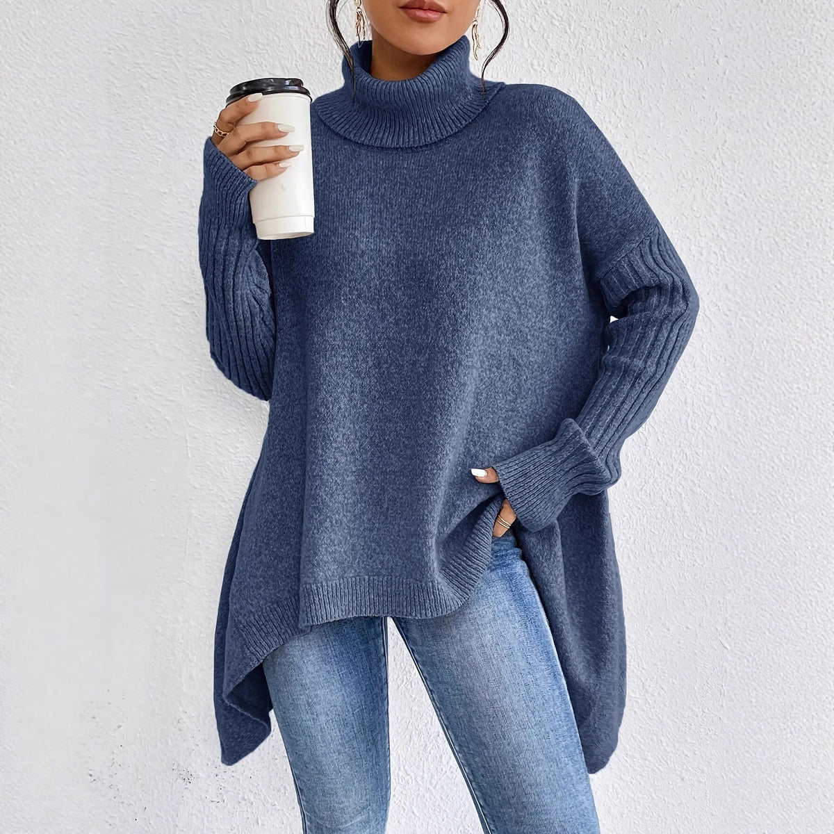 Cashmere Sweater Women Black Turtleneck Oversized Winter Comfort 1