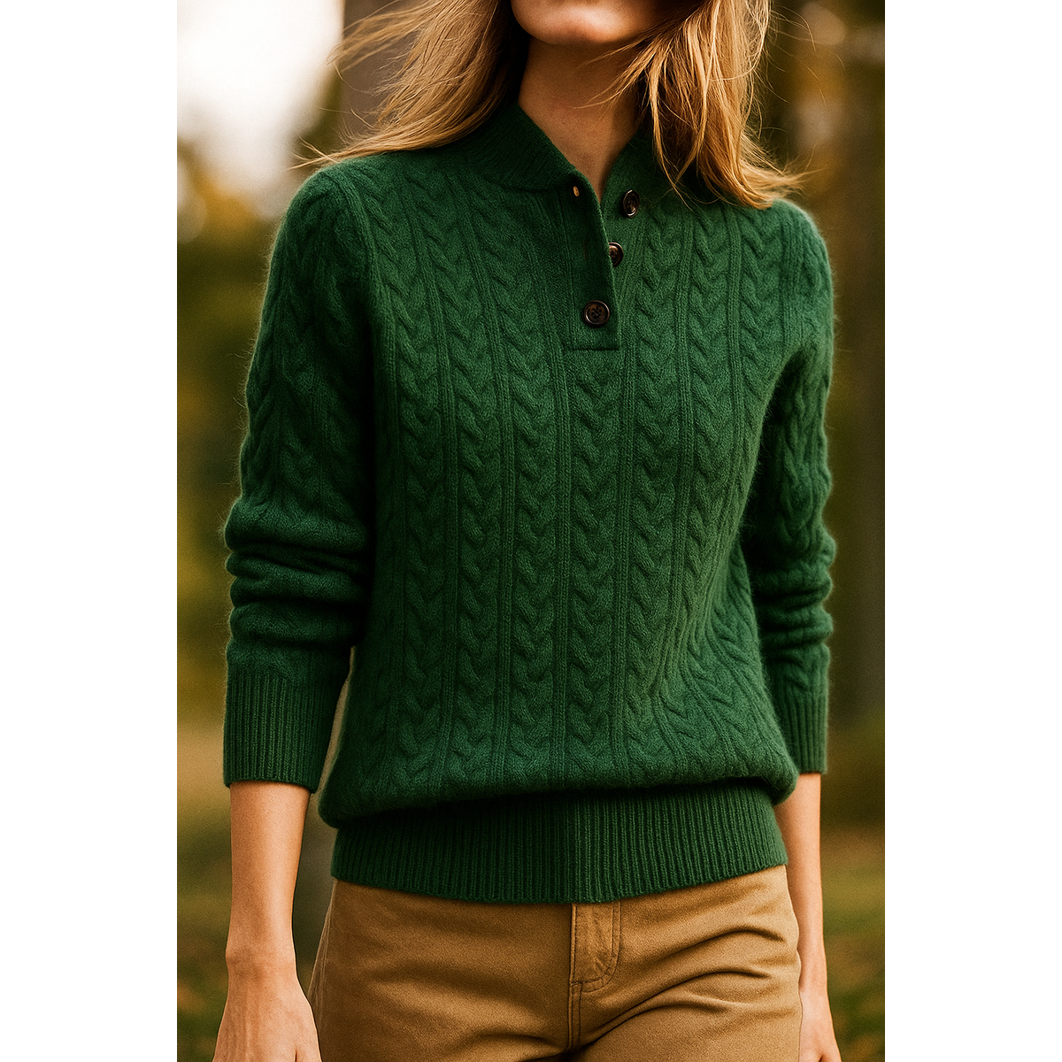 Cashmere Sweater Women Cable-Knit Button-Up Cozy Chic Warmth 5