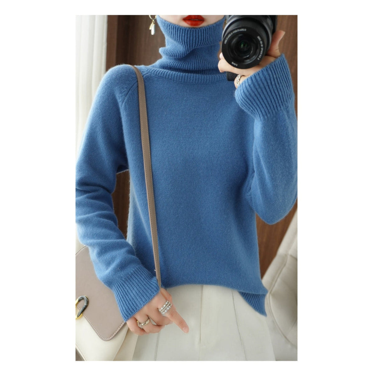 Cashmere Sweater Women Elegant Turtleneck for Fall and Winter Comfort 3