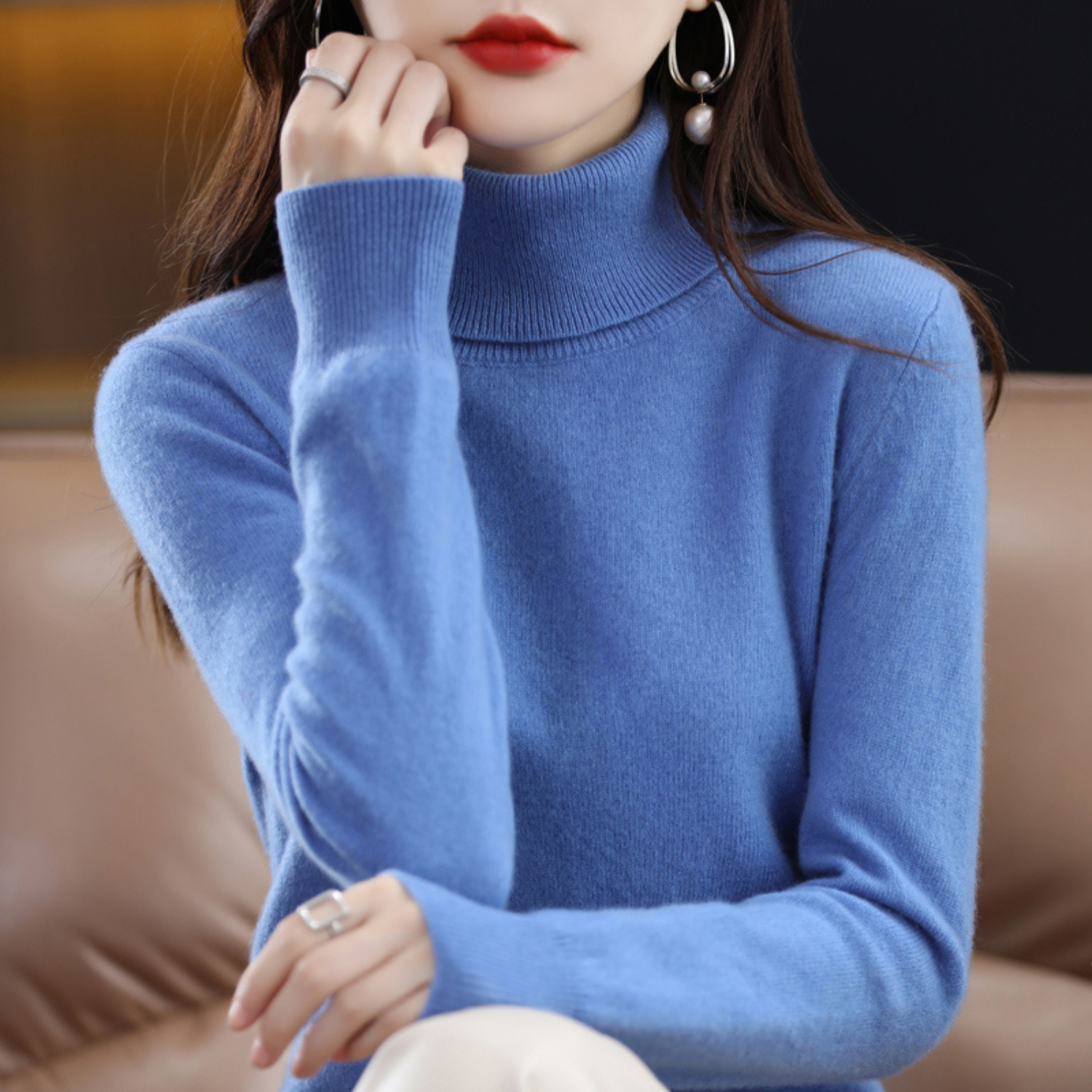 Cashmere Turtleneck Sweater Women Elegant Luxury Winter Style 1
