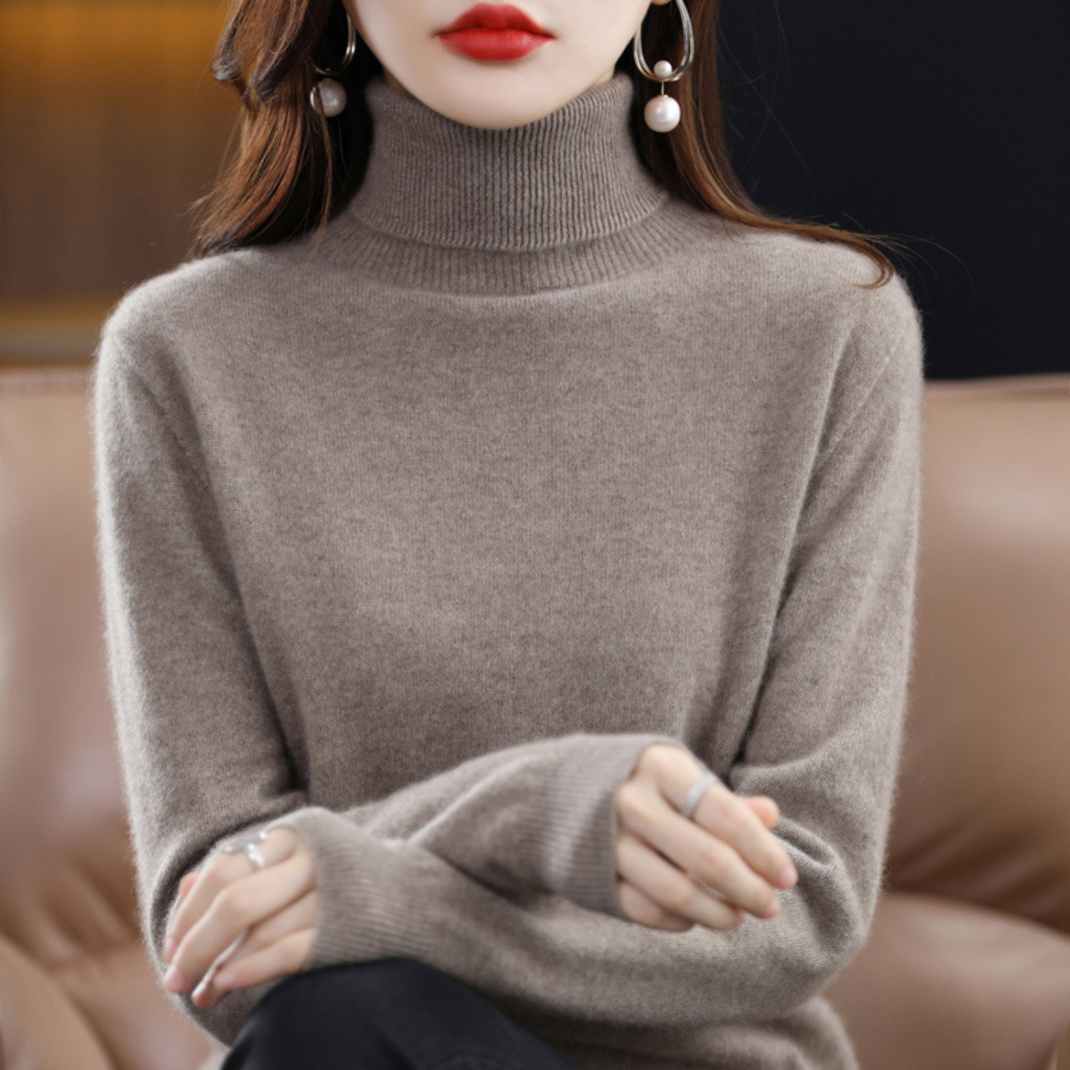 Cashmere Turtleneck Sweater Women Elegant Luxury Winter Style 10