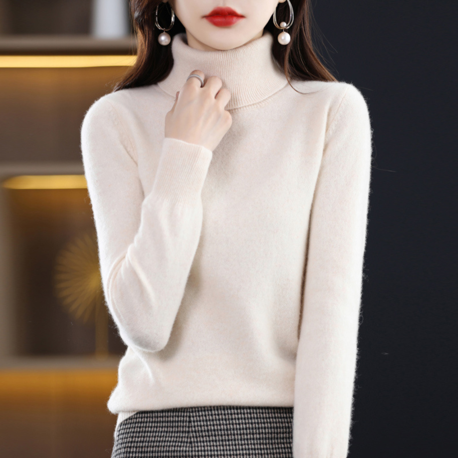 Cashmere Turtleneck Sweater Women Elegant Luxury Winter Style 11