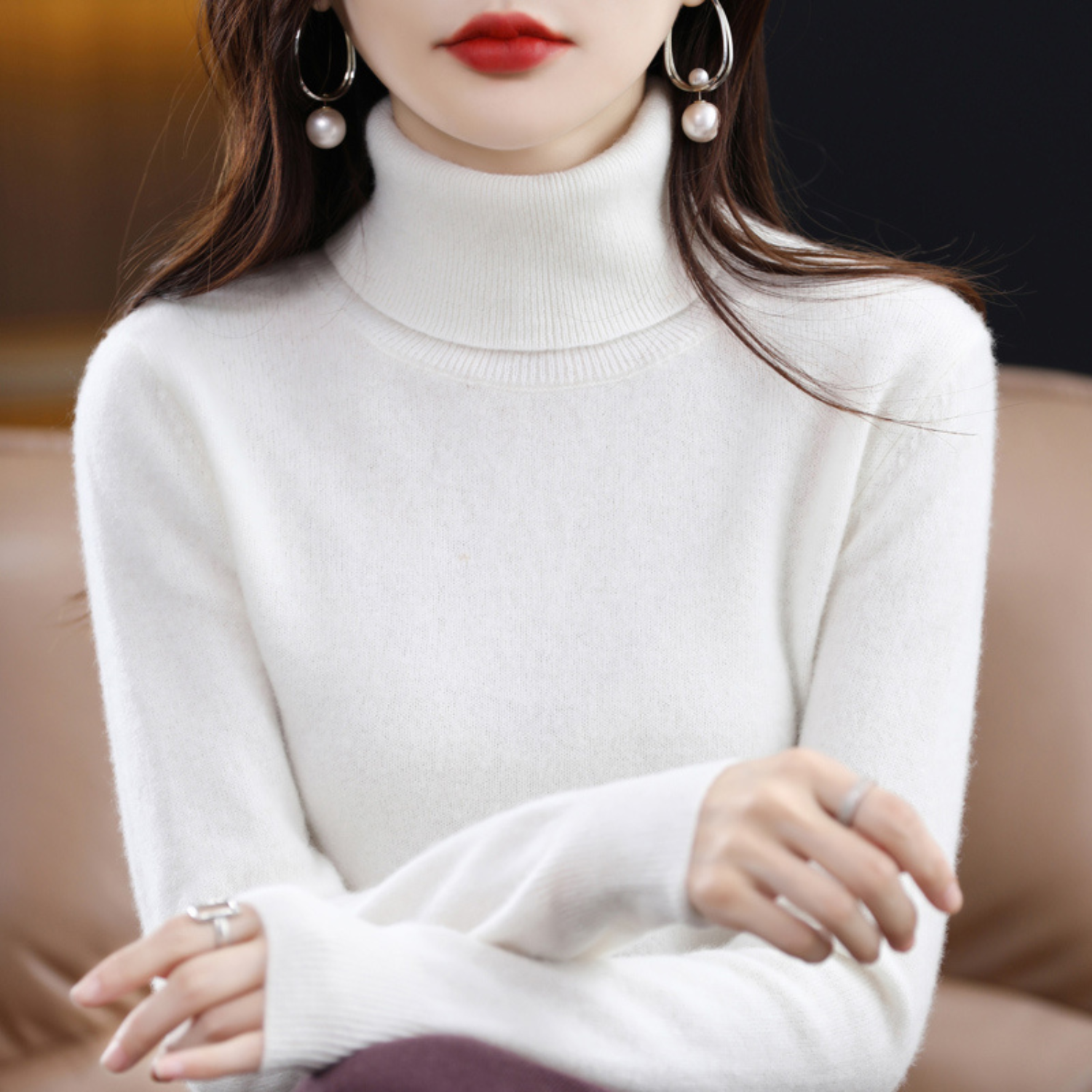 Cashmere Turtleneck Sweater Women Elegant Luxury Winter Style 13