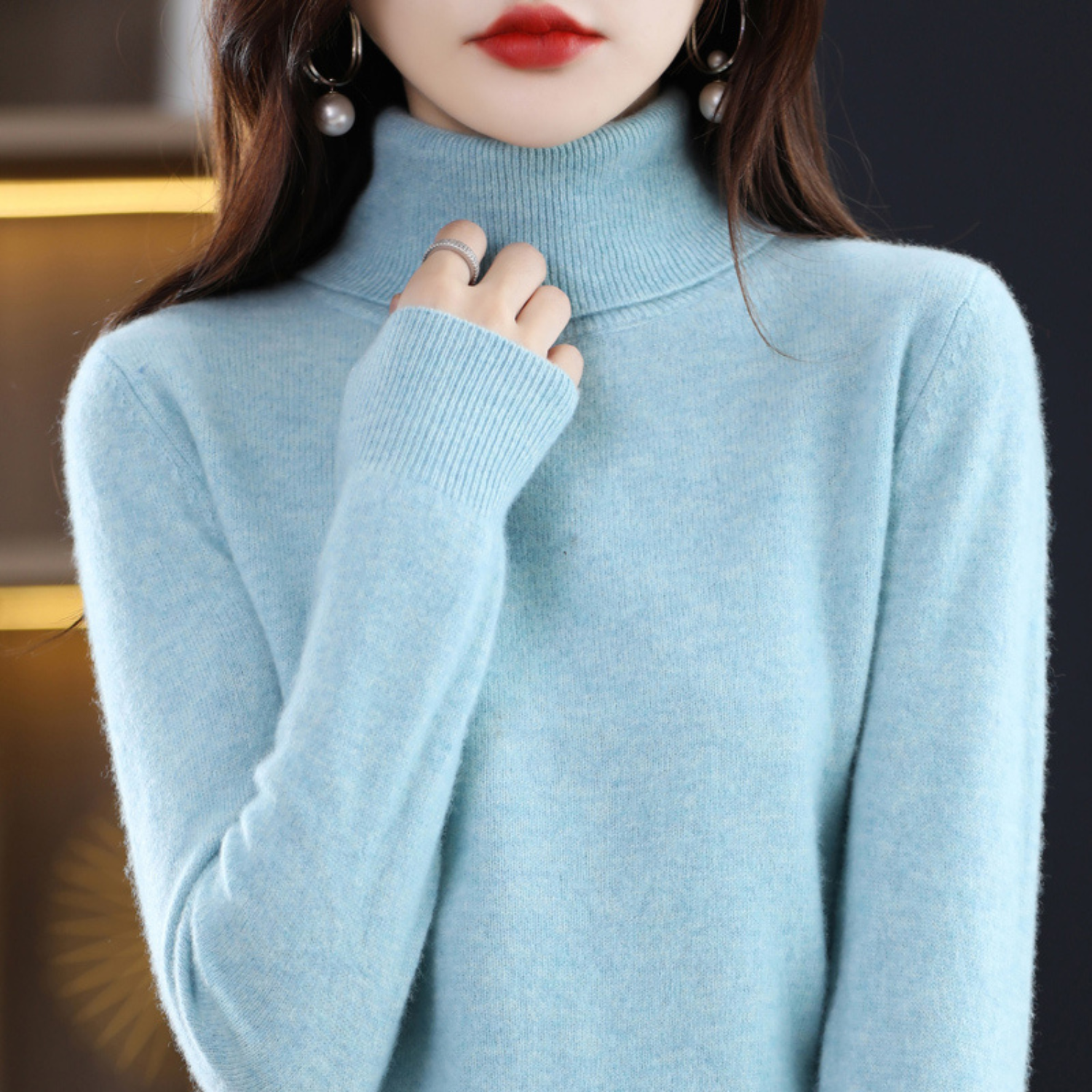 Cashmere Turtleneck Sweater Women Elegant Luxury Winter Style 2
