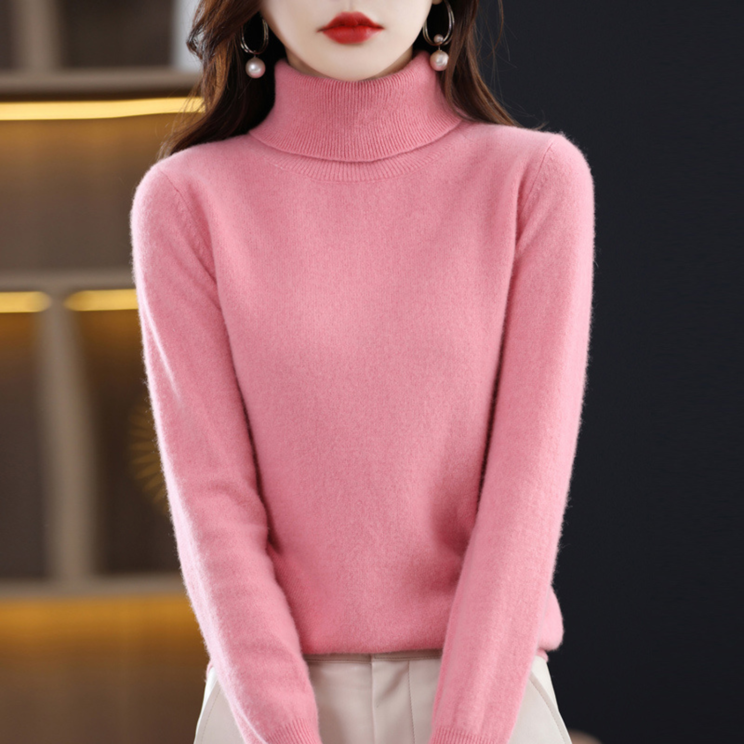 Cashmere Turtleneck Sweater Women Elegant Luxury Winter Style 5
