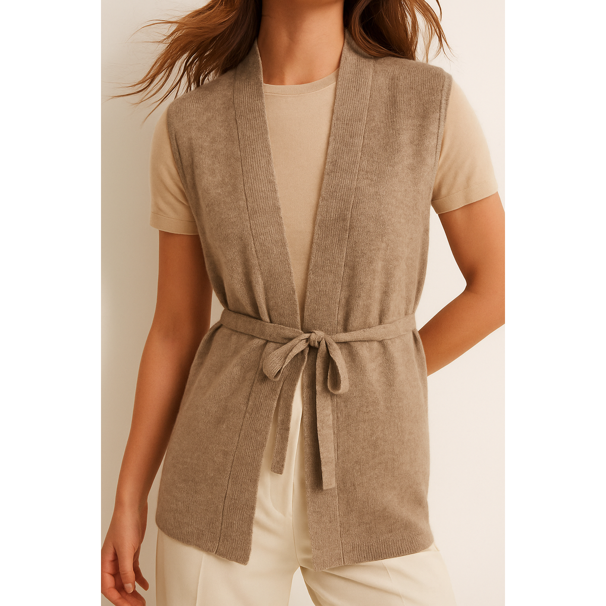 Cashmere Vest Women Refined Waist Tie Cozy Layering Piece 8