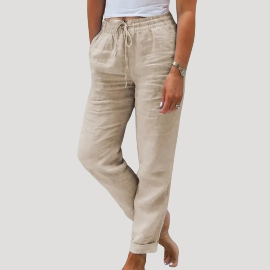 Casual Cotton Trousers Women Lightweight Summer Drawstring Chic 1