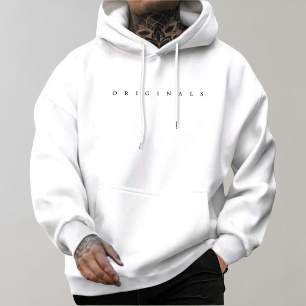 Casual Pullover Hoodie Men Embroidered Front Kangaroo Pocket Streetwear 1