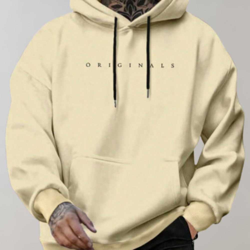 Casual Pullover Hoodie Men Embroidered Front Kangaroo Pocket Streetwear 2