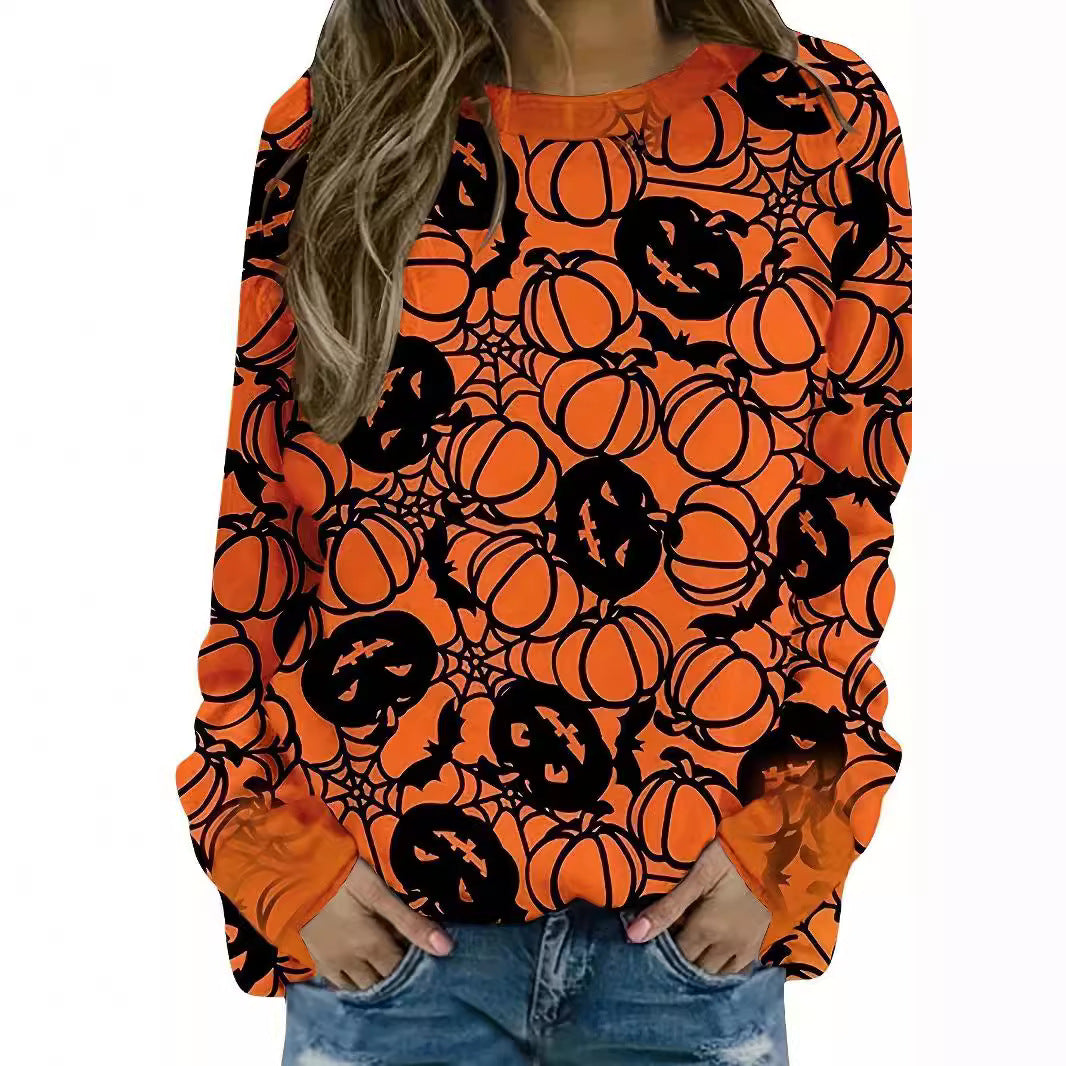 Casual Sweatshirt Women Halloween Motif Comfortable Fit 1