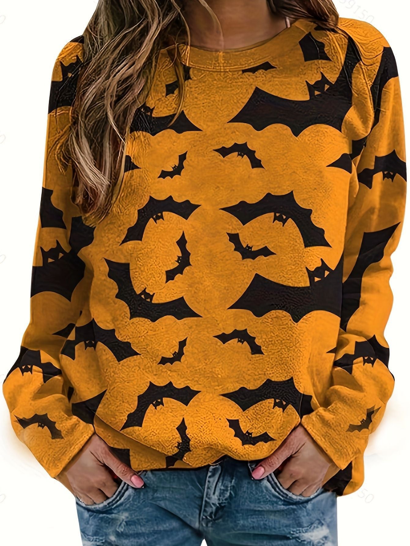 Casual Sweatshirt Women Halloween Motif Comfortable Fit 6