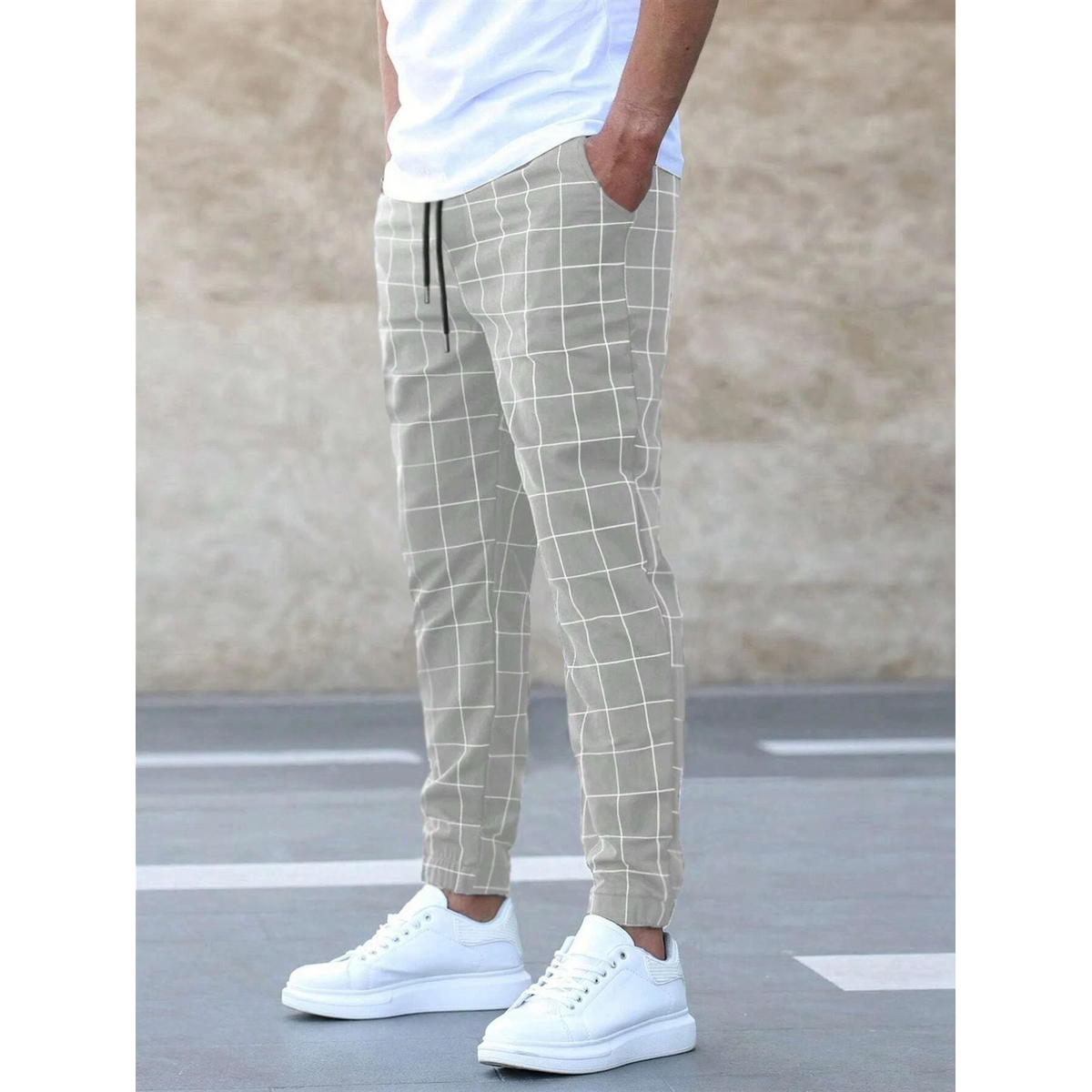 Checkered Jogging Trousers Men Comfortable Casual Pants Stylish Fit 1