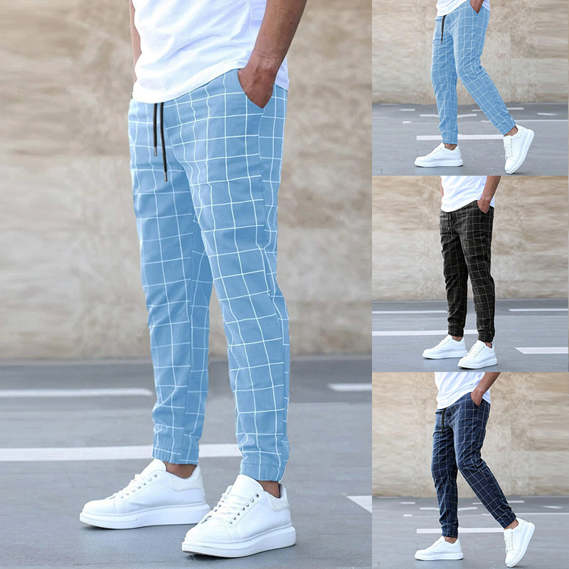 Checkered Jogging Trousers Men Comfortable Casual Pants Stylish Fit 4