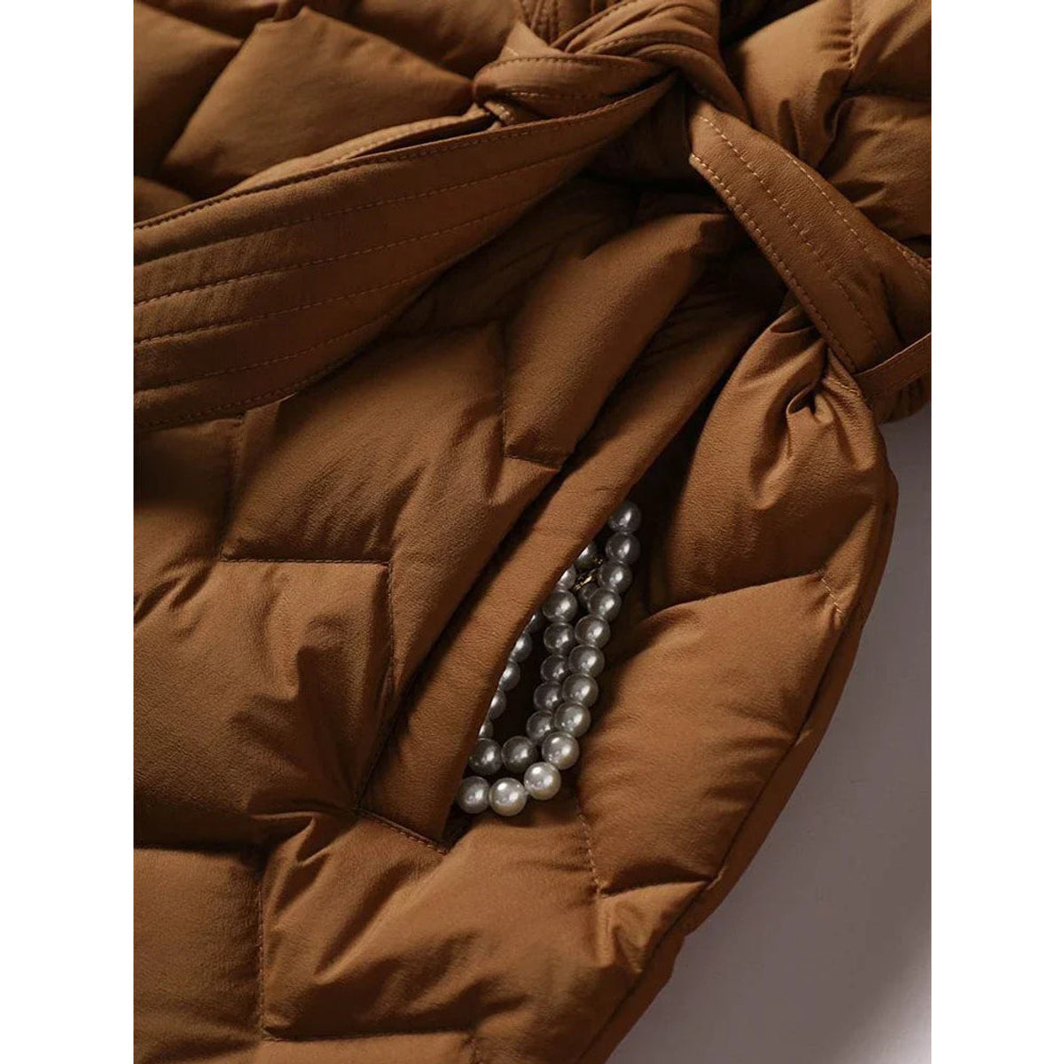 Chic Down Jacket Women Tailored Waist Elegant Design Winter Coat 4