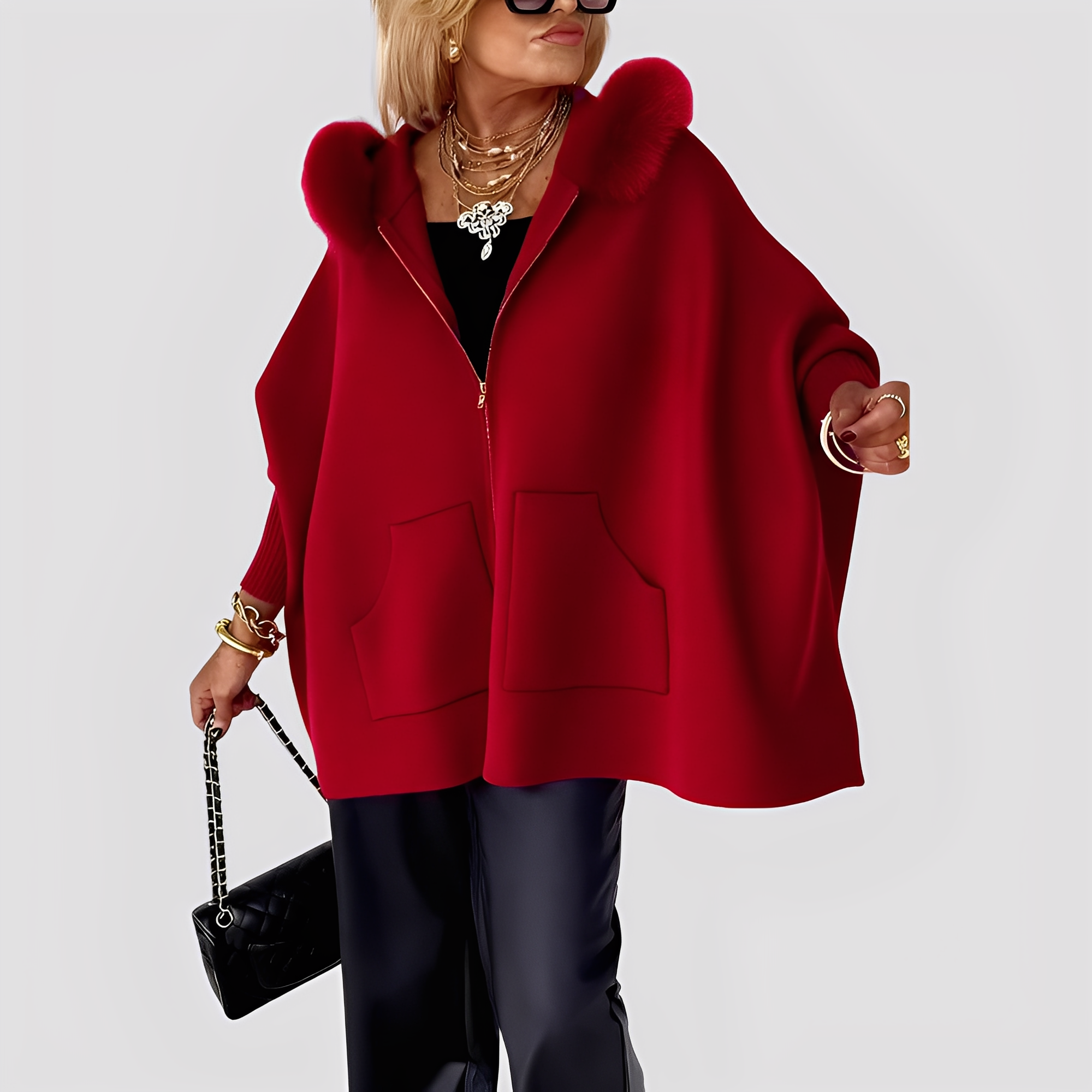 Chic Women's Faux Fur Coat with Hood Elegant Winter Style 5