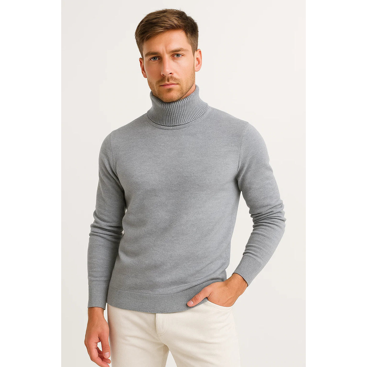 Classic Turtleneck Sweater Men Soft Virgin Wool Timeless Design 2