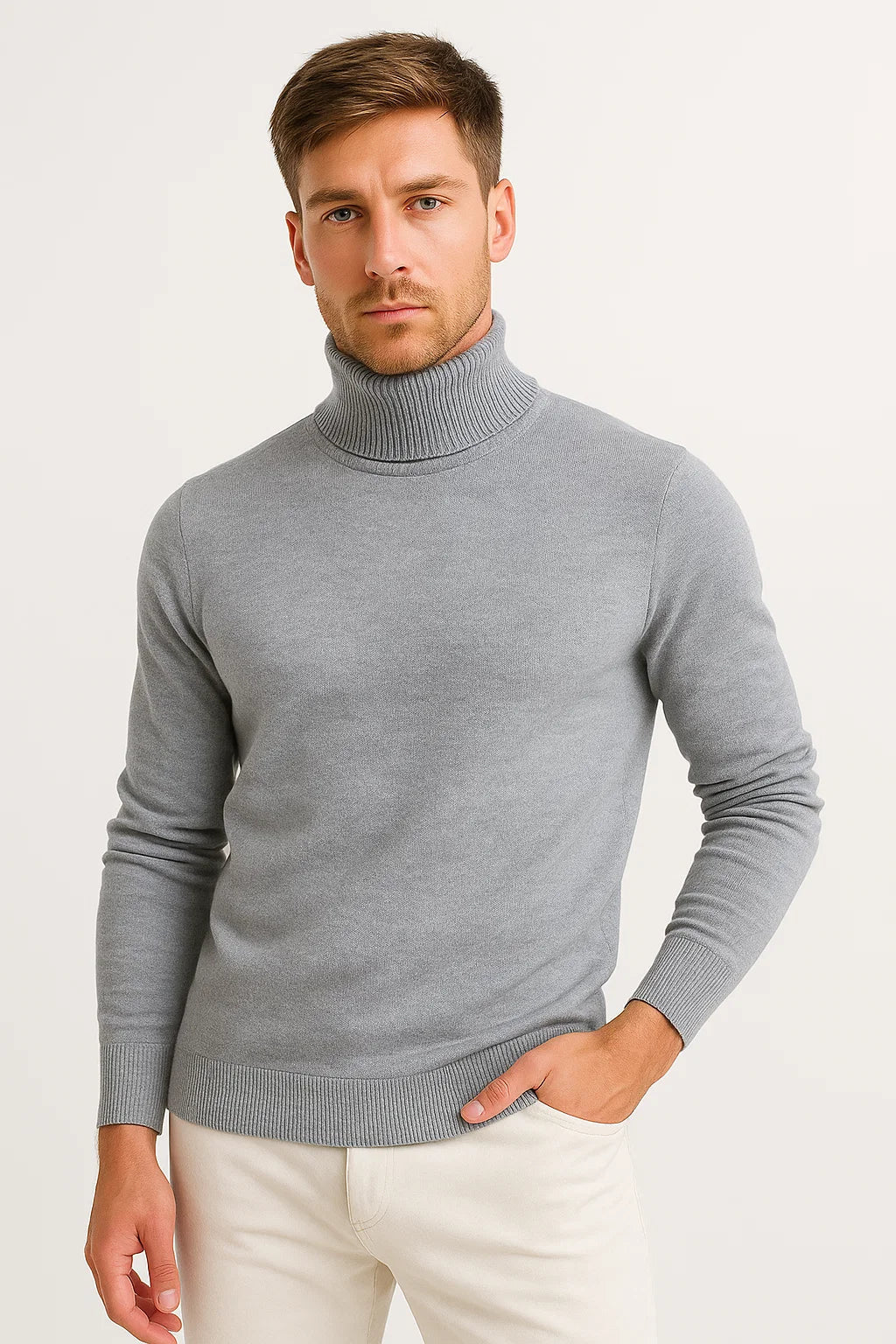 Classic Turtleneck Sweater Men Soft Virgin Wool Timeless Design 2