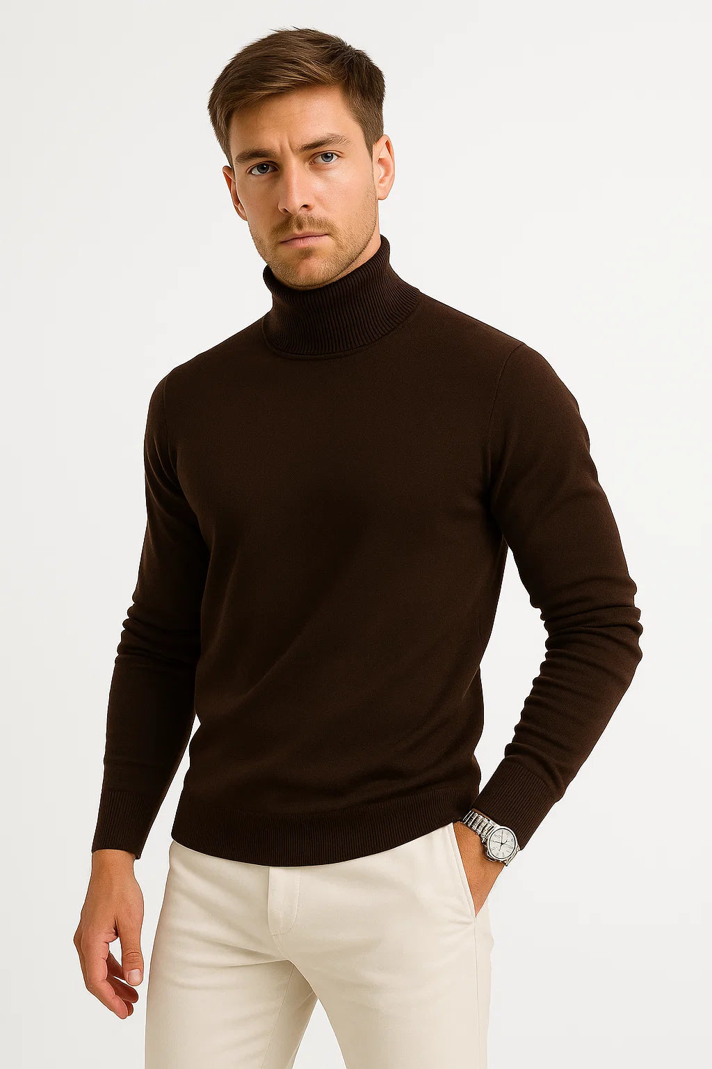 Classic Turtleneck Sweater Men Soft Virgin Wool Timeless Design 3