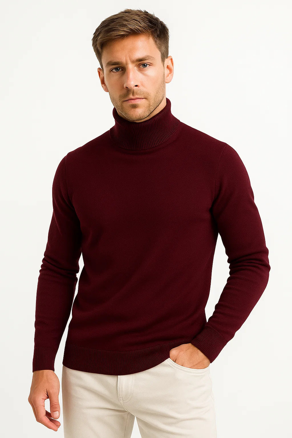 Classic Turtleneck Sweater Men Soft Virgin Wool Timeless Design 4