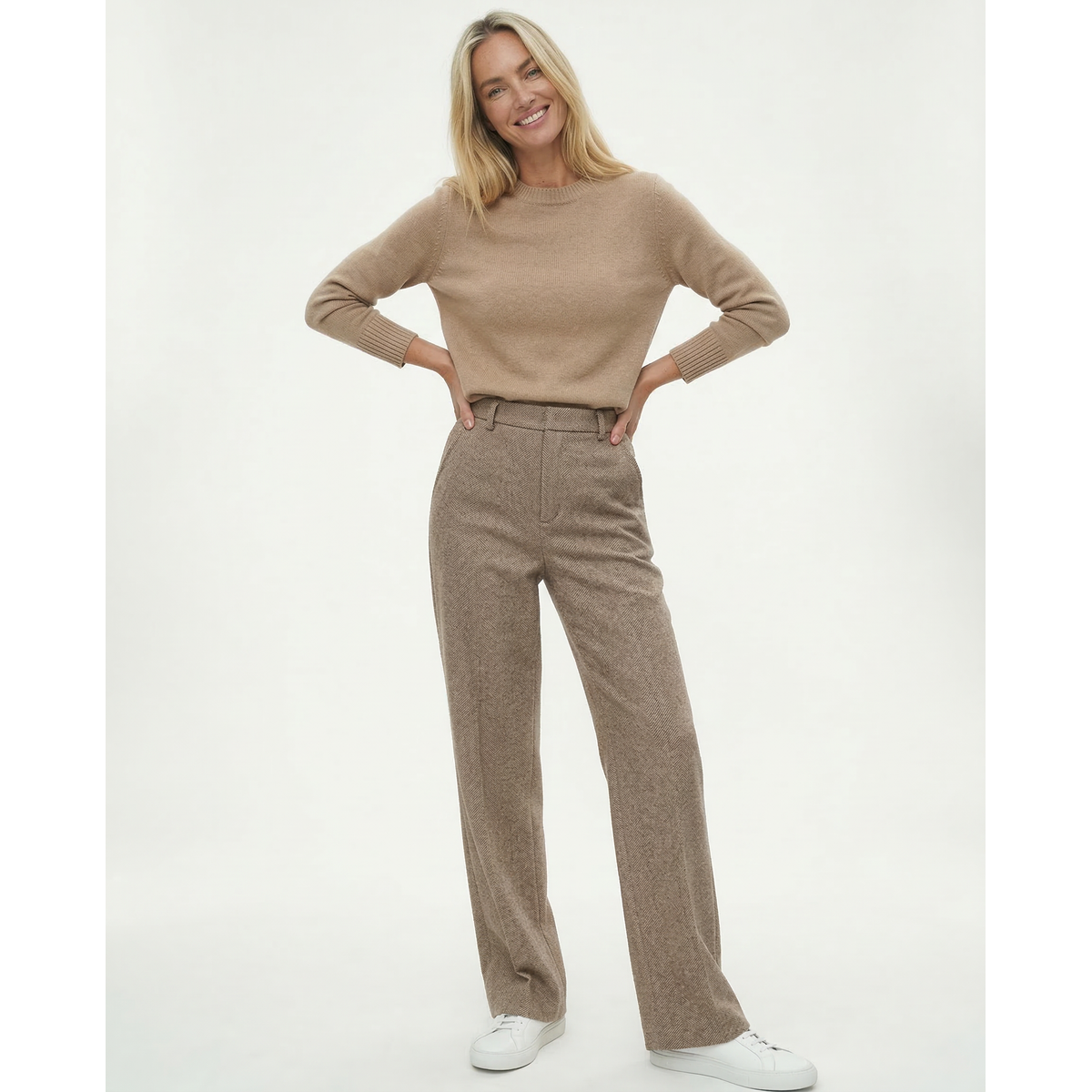 Classic Wool Trousers Women High Waist Straight Leg Elegant Chic 1