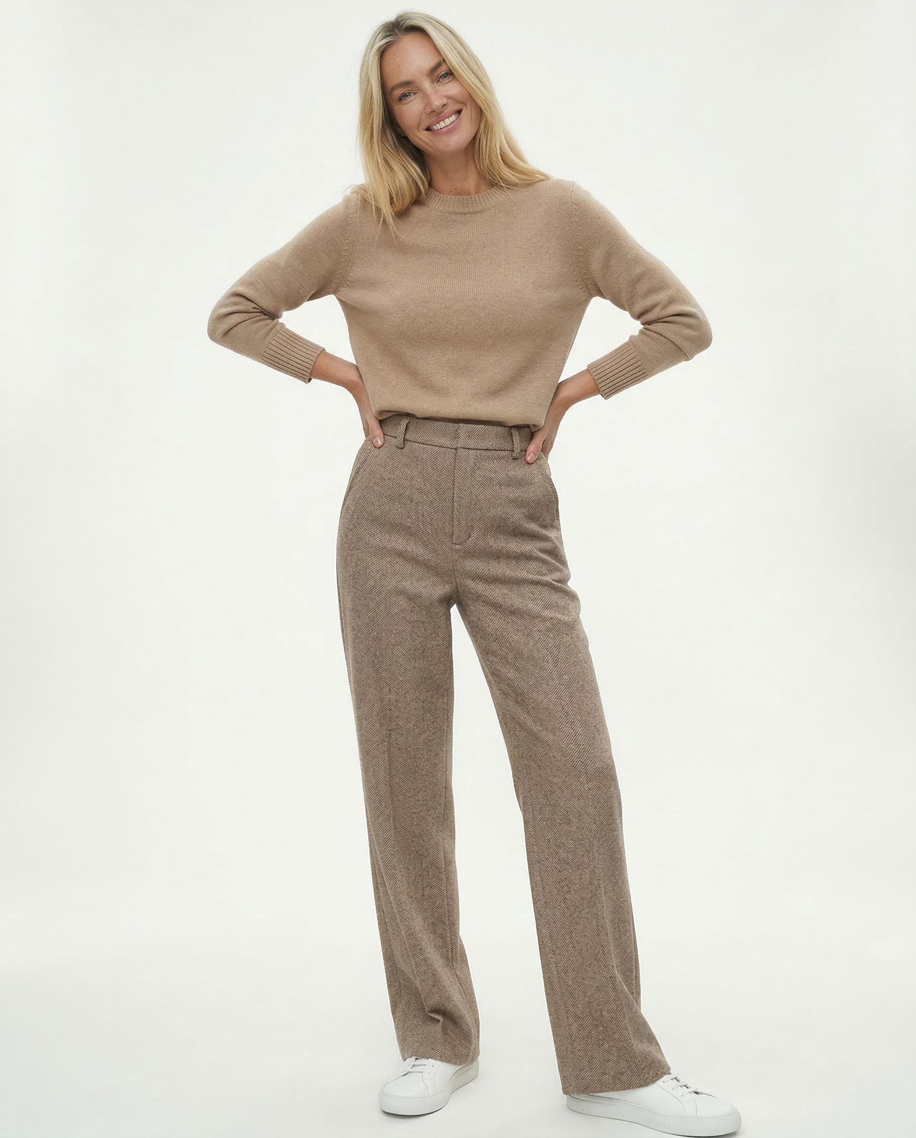 Classic Wool Trousers Women High Waist Straight Leg Elegant Chic 1