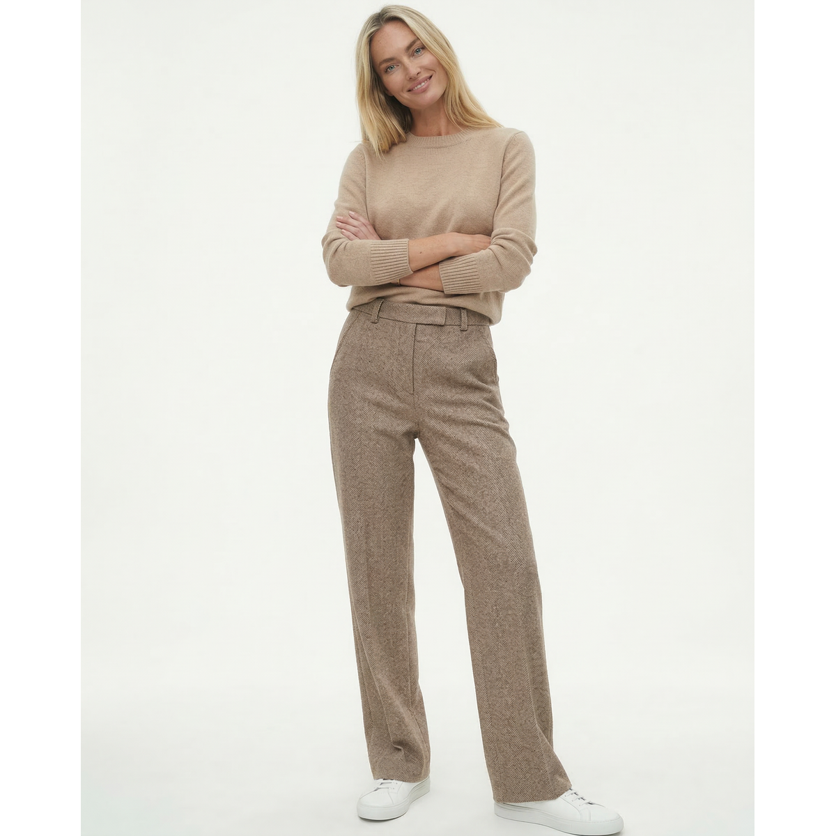 Classic Wool Trousers Women High Waist Straight Leg Elegant Chic 2