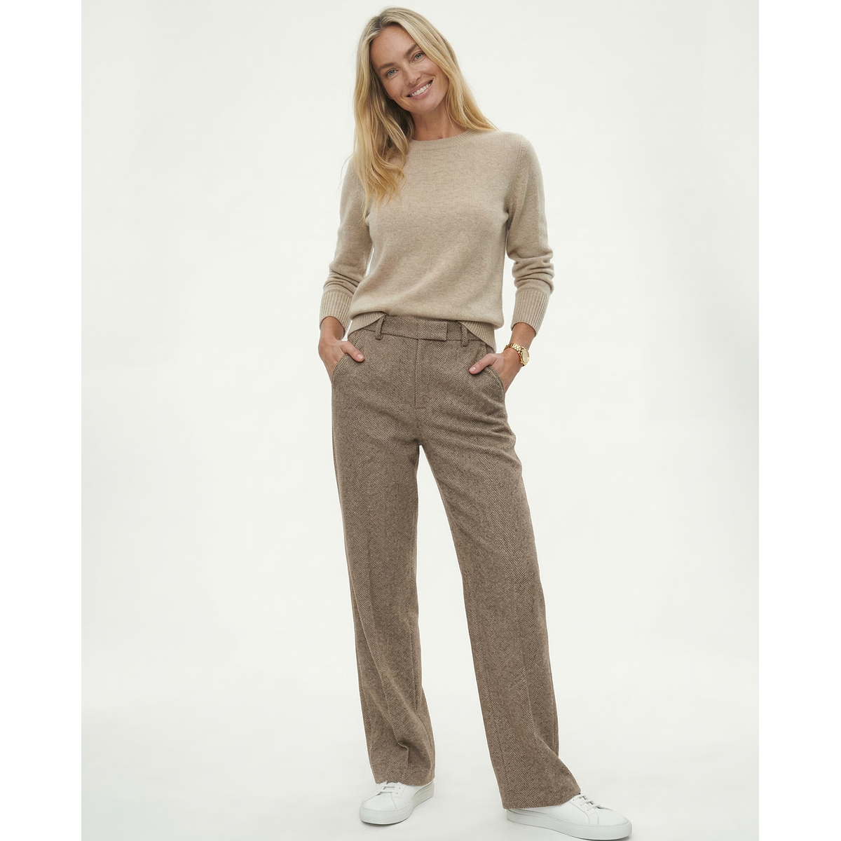 Classic Wool Trousers Women High Waist Straight Leg Elegant Chic 3