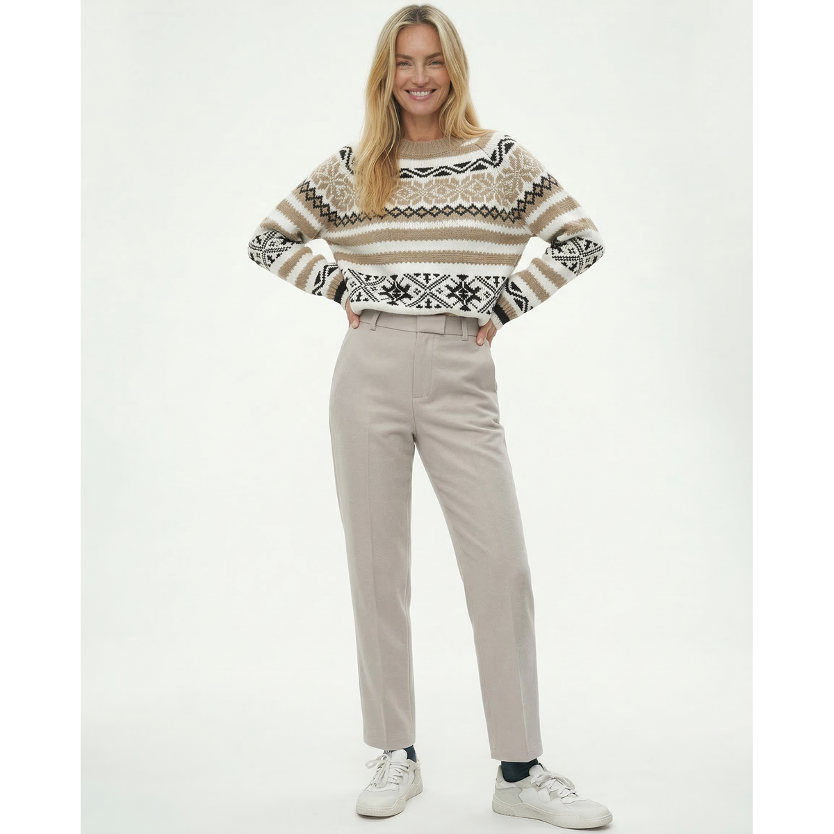 Classic Wool Trousers Women High Waist Straight Leg Elegant Chic 6