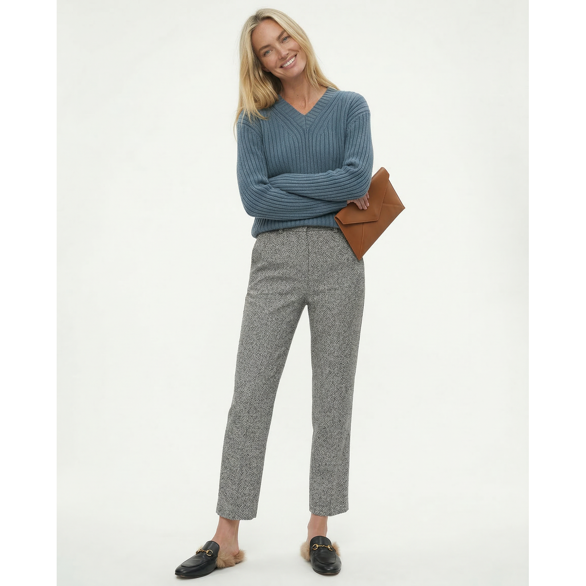 Classic Wool Trousers Women High Waist Straight Leg Elegant Chic 7