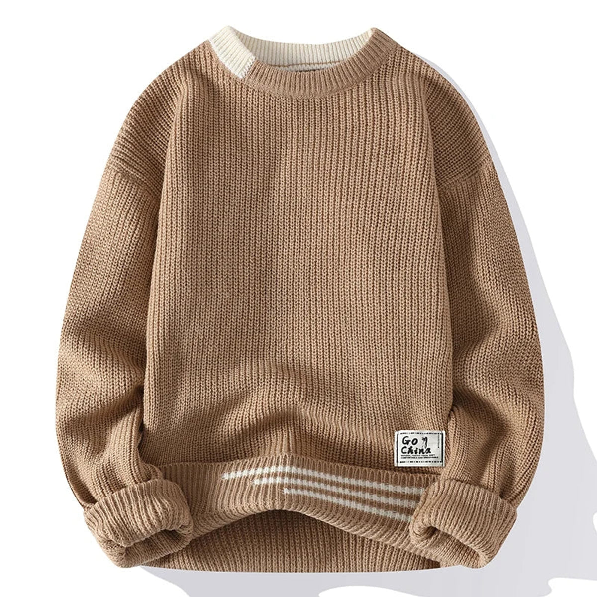 Color Block Knitted Sweater Smart Casual Stretch Fit 2